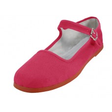 T2-114L-F - Wholesale Women's "Easy USA" Cotton Upper Classic Mary Jane Shoes (*Fuchsia Color) *Available In Single Size